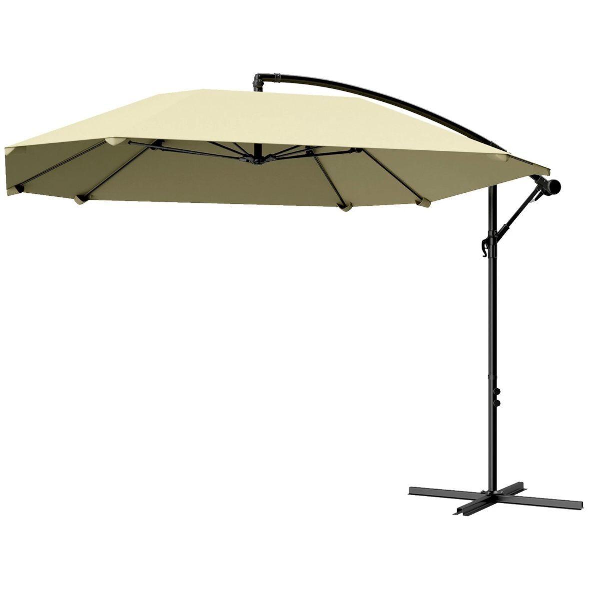 Ampelschirm Sonnenschirm 3m Kurbel 360° Beige