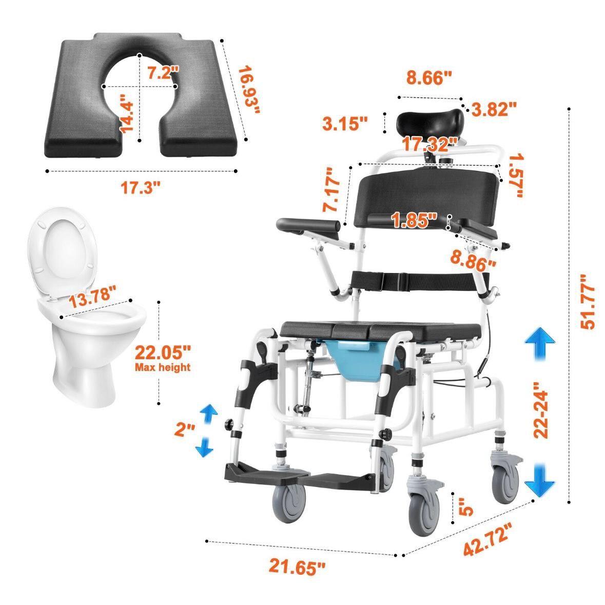 Toiletten- & Duschrollstuhl klappbar bis 136kg