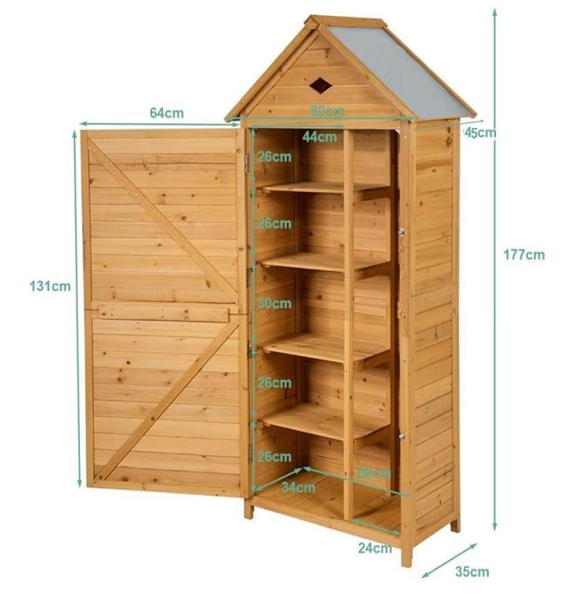 Gartenschrank Holz 177cm Geräteschrank Garten