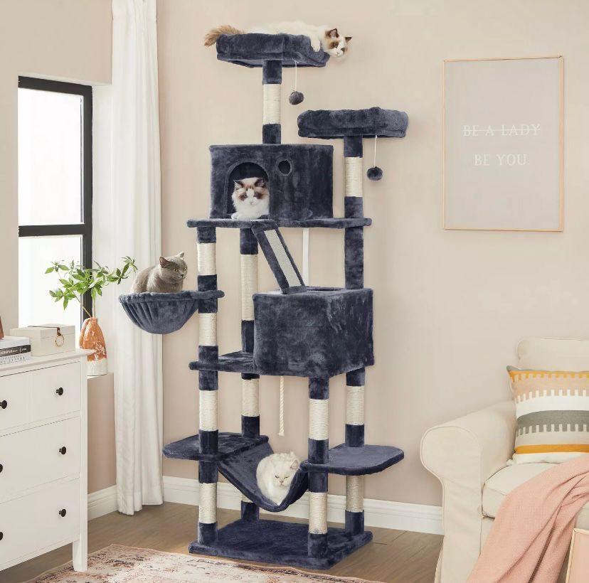 Kratzbaum XXL 206cm Katzenbaum Deckenhoch Grau