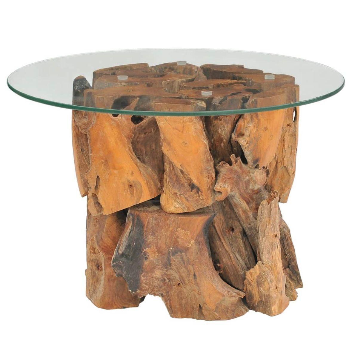 Couchtisch Teak Treibholz mit Glasplatte