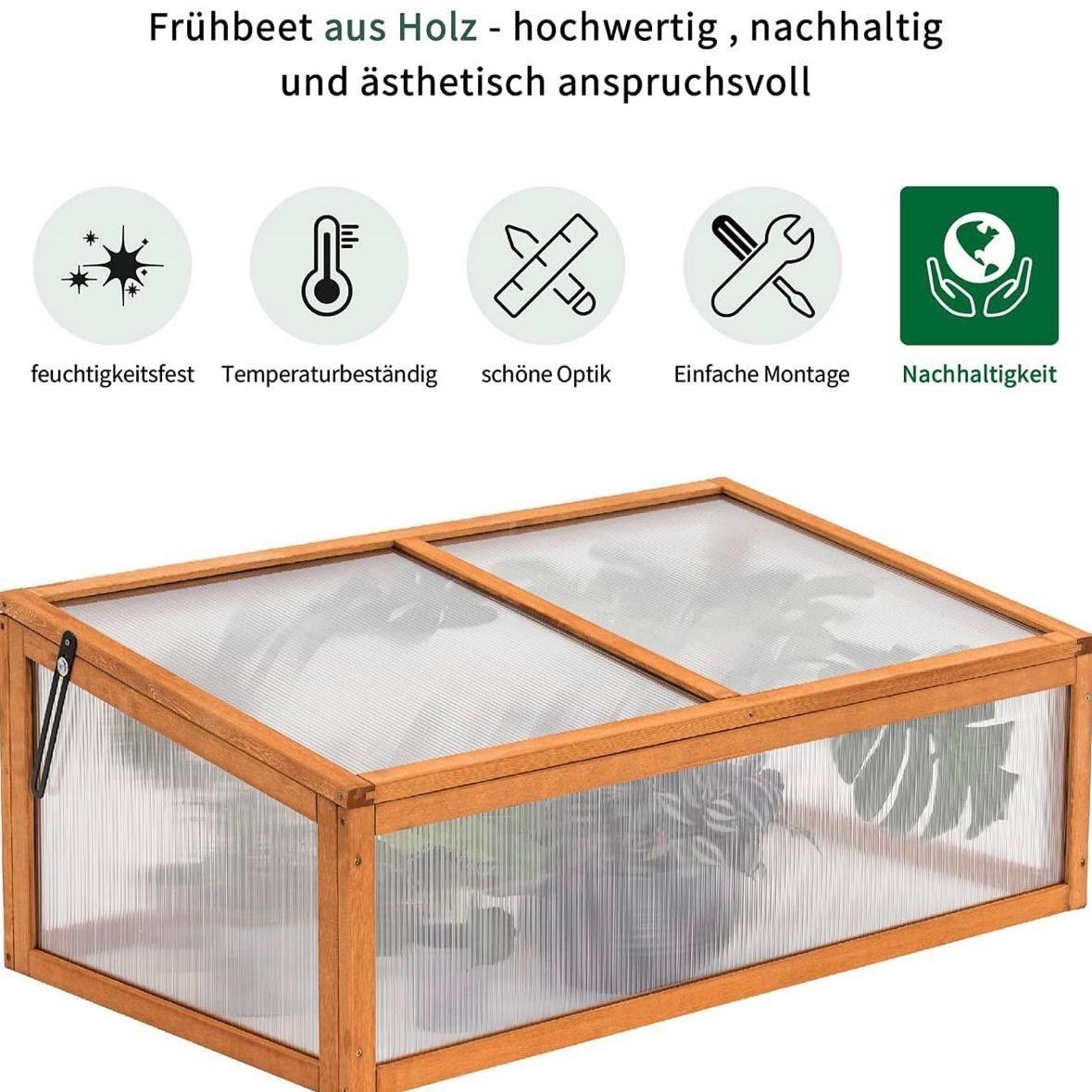 Frühbeetkasten Holz Gewächshaus Anzuchtkasten Garten