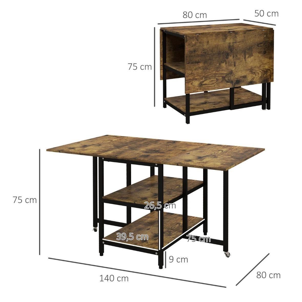 Klapptisch ausziehbar mit Regal