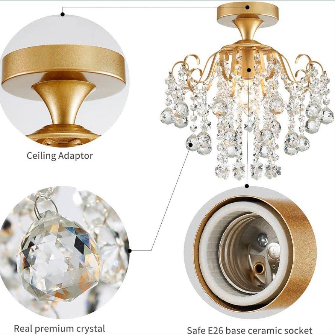 Kristall Deckenleuchte Gold E14