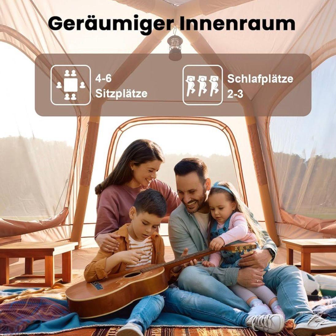 Aufblasbares Campingzelt für 2–4 Personen