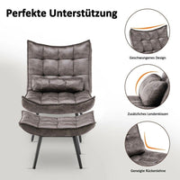 Relaxsessel mit Hocker grau Fernsehsessel Loungesessel Retro