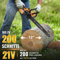 Akku-Kettensäge 12 Zoll 1000W Brushless mit 2 Akkus