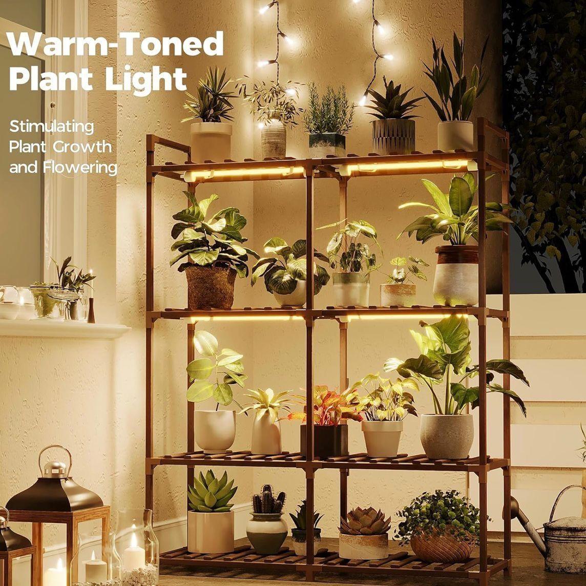 Pflanzenständer Holz 8 Ebenen LED Pflanzenlampe Indoor