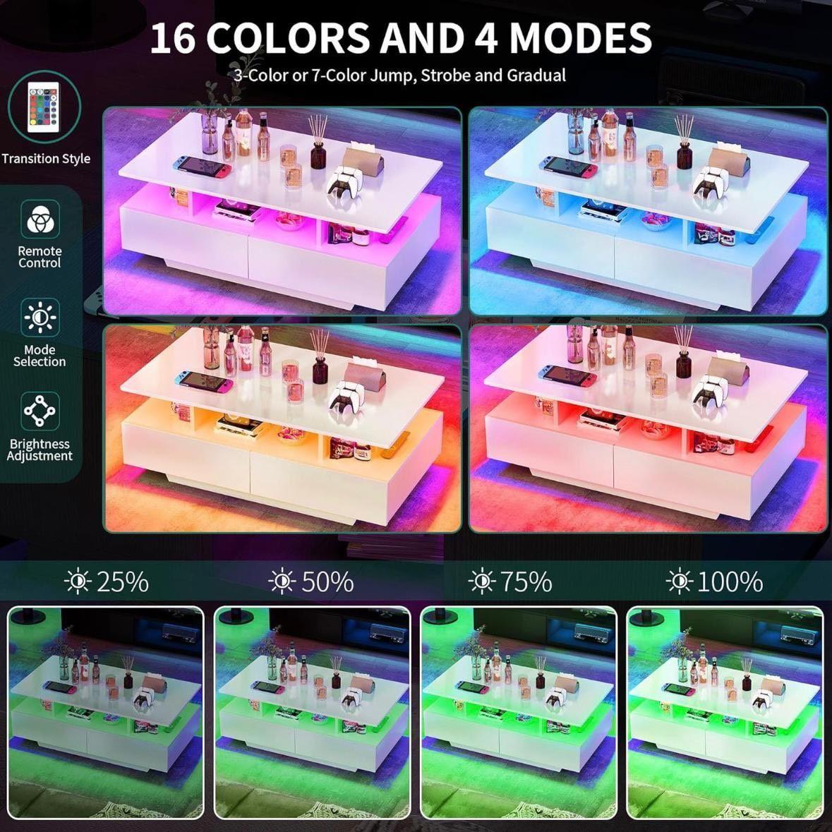 LED Couchtisch Weiß