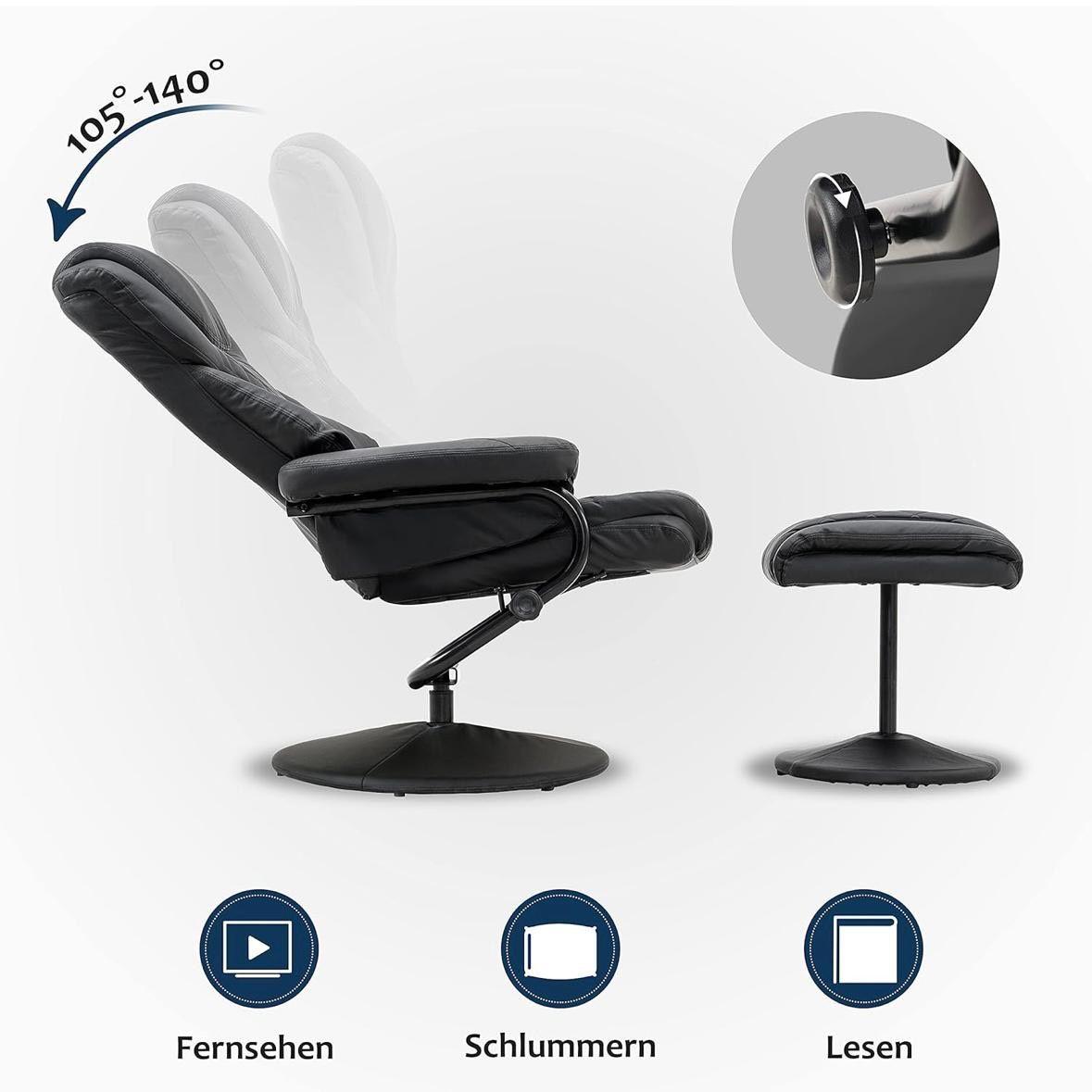 Moderner Relaxsessel mit Hocker drehbar & verstellbar