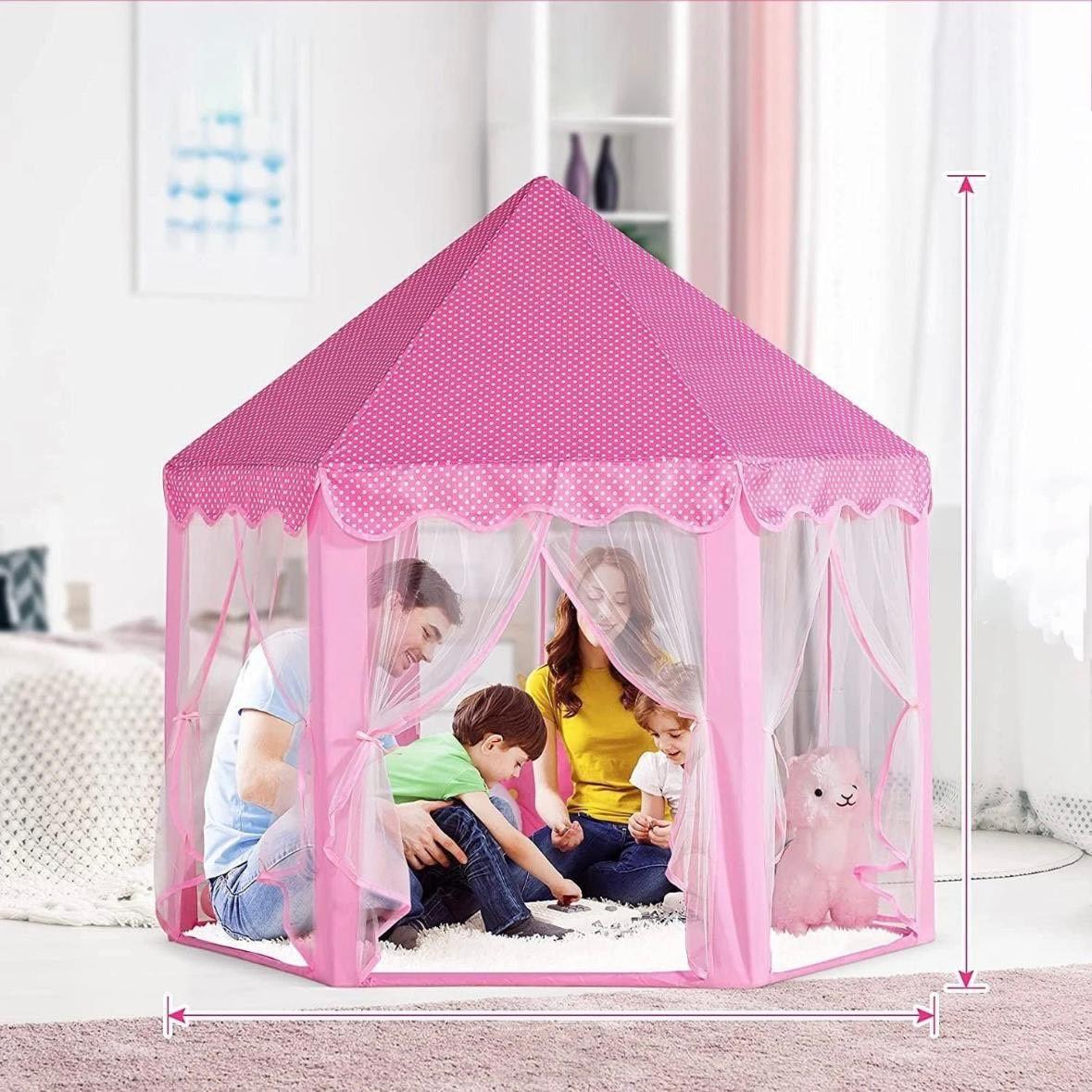 Prinzessinnen-Spielzelt Rosa Kinderzelt mit LED-Beleuchtung