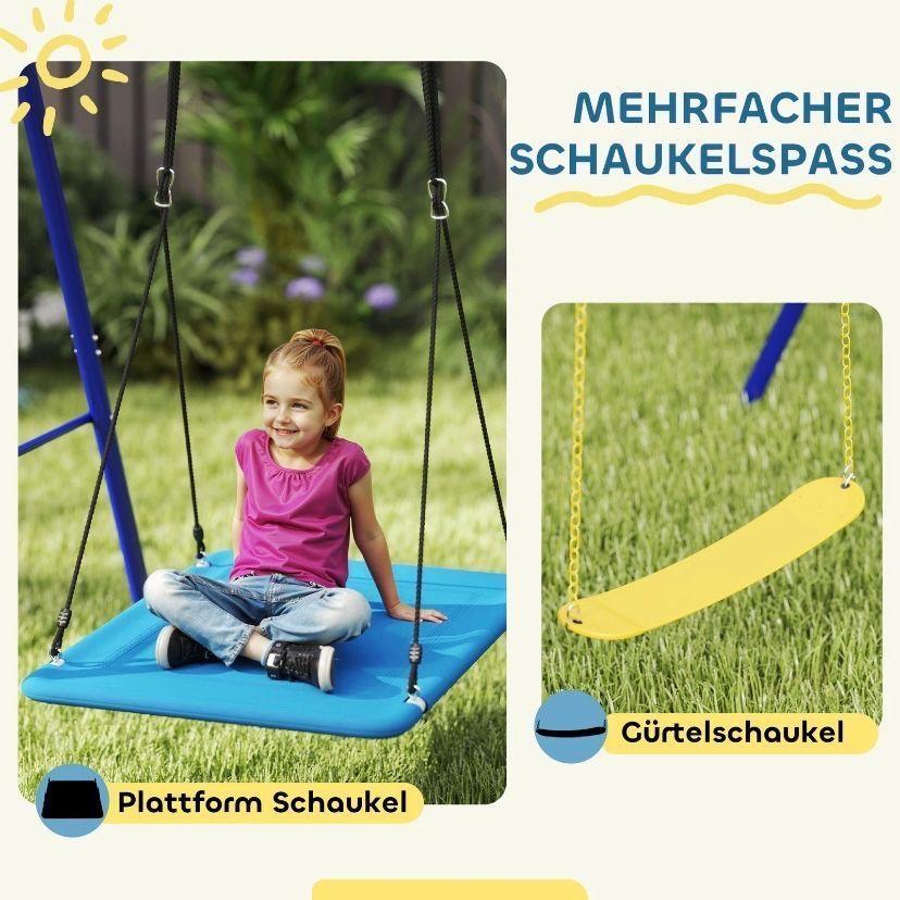 Schaukelgestell mit 3 Schaukeln Gürtelschaukeln & Plattformschaukel