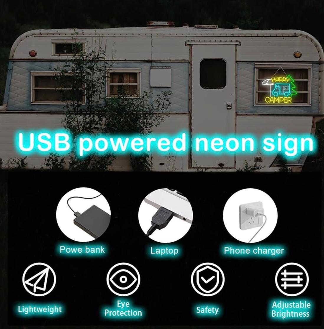 LED Neon Schild Happy Camper