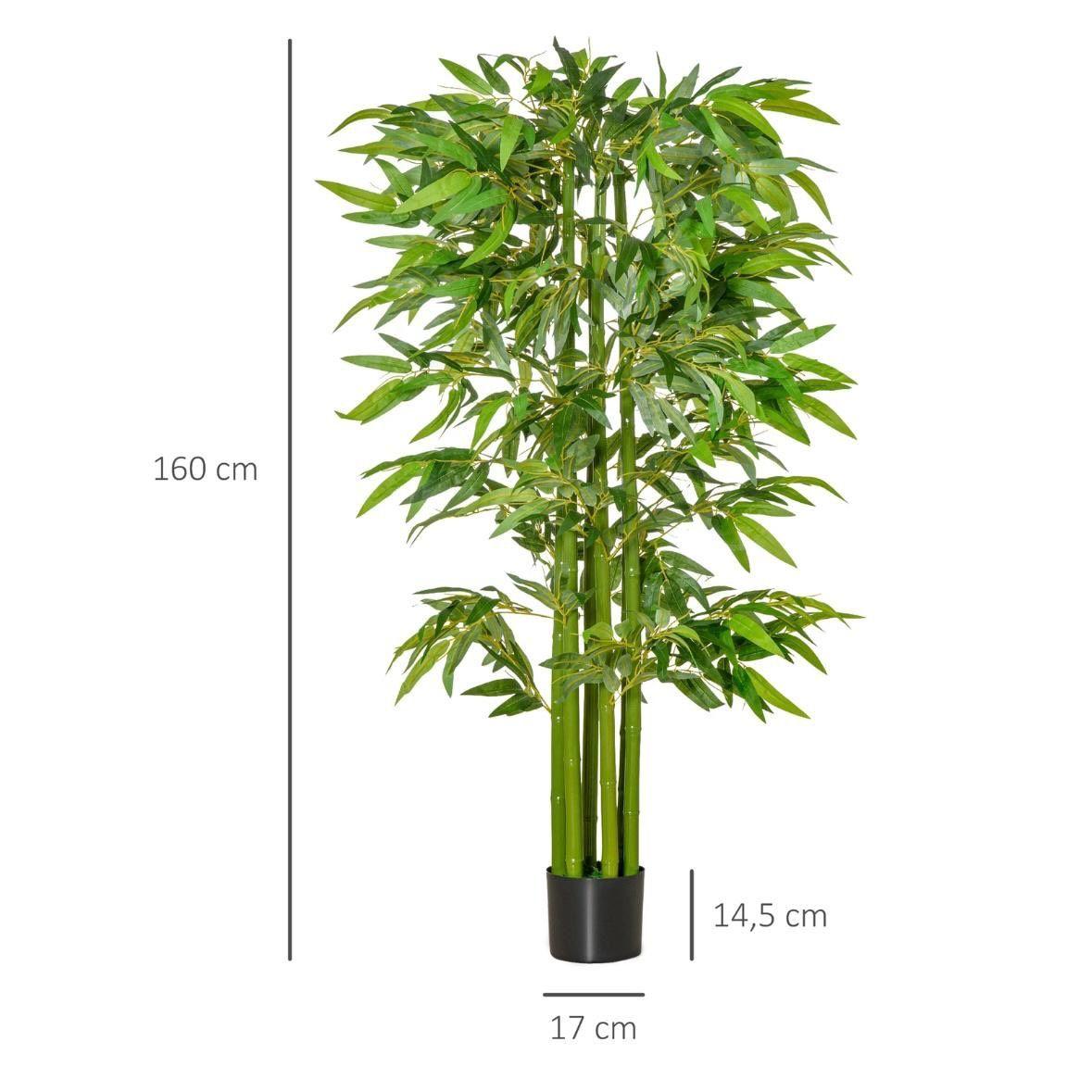 Künstlicher Bambusbaum 160cm Kunstpflanze Deko Topf