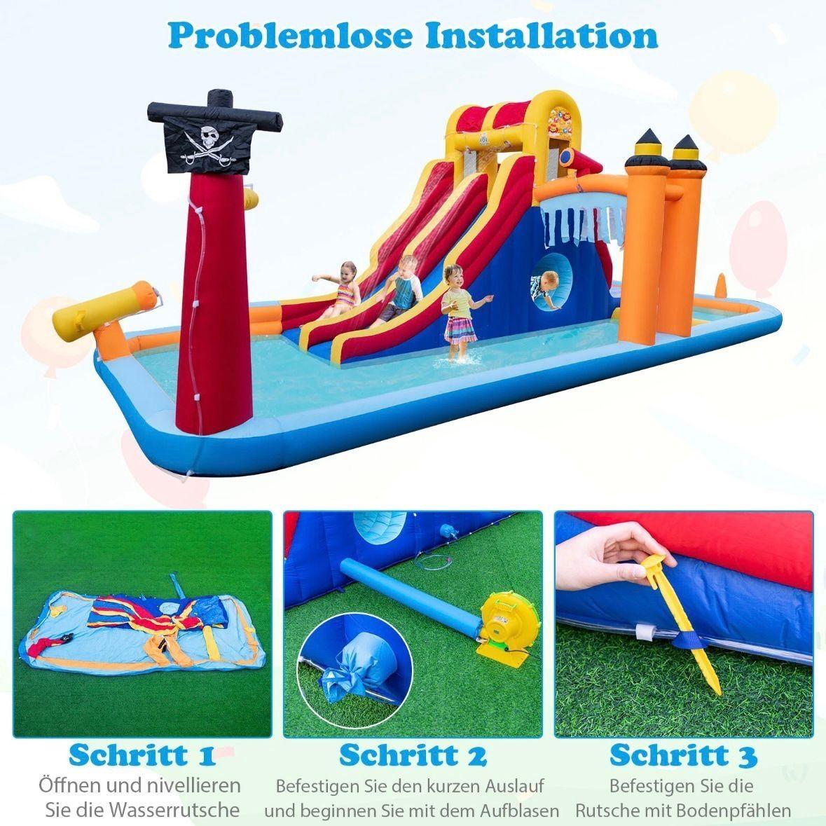 Wasserpark Kinder Hüpfburg mit Rutsche & Kletterwand