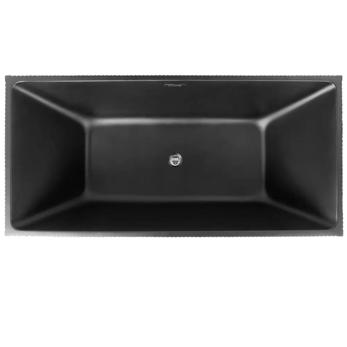 Freistehende Badewanne 170 cm Mattschwarz Acryl Rechteckig 280L