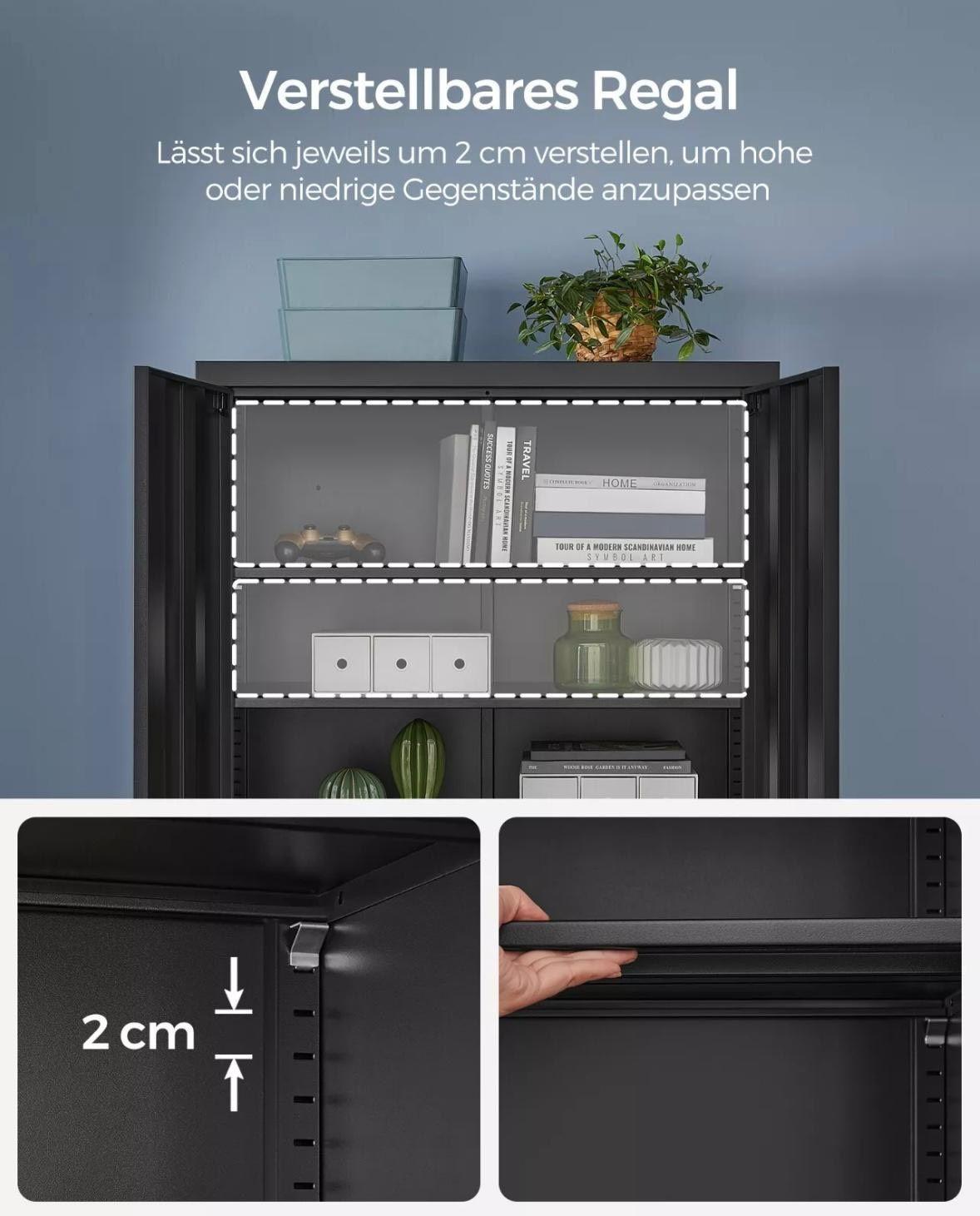 2er Set Aktenschrank abschließbar 4 verstellbaren Einlegeböden 180 cm