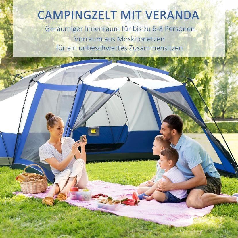 Familienzelt für 6–8 Personen – mit 2 Schlafkabinen & Vorraum