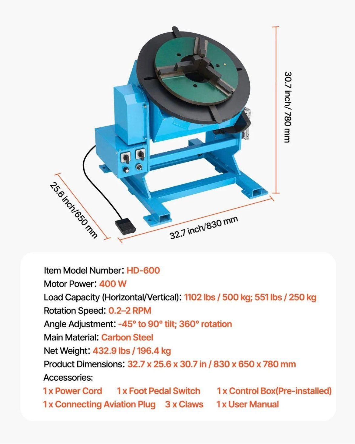 Schweißdrehtisch 400W 500kg Positionierer