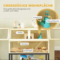 Hamsterkäfig Holz 2 Ebenen Kleintierkäfig Bewegbar Zubehör