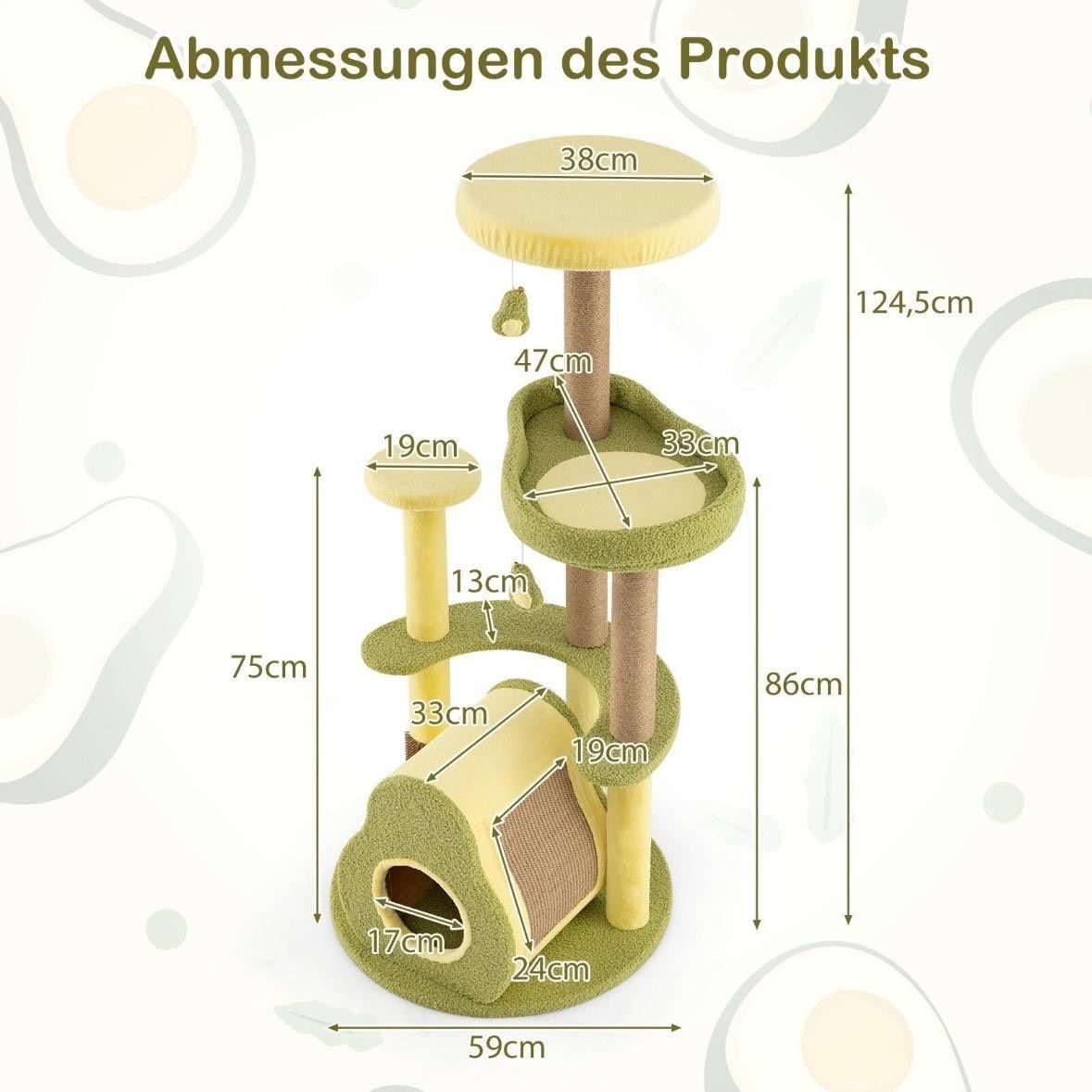 Mehrstöckiger Kratzbaum mit Katzenhaus & Avocado-Plattform