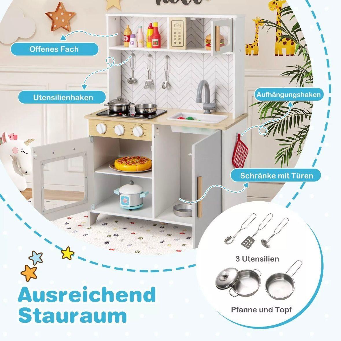 Kinderküche aus Holz mit Licht & Sound mit Zubehör