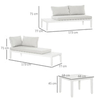 Gartenmöbel Set Aluminium Lounge 3-teilig Cremeweiß