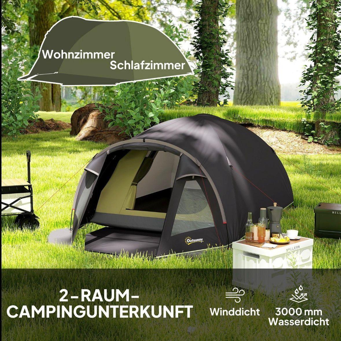 Camping Tunnelzelt für 2–4 Personen mit Wohnbereich