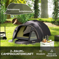 Camping Tunnelzelt für 2–4 Personen mit Wohnbereich
