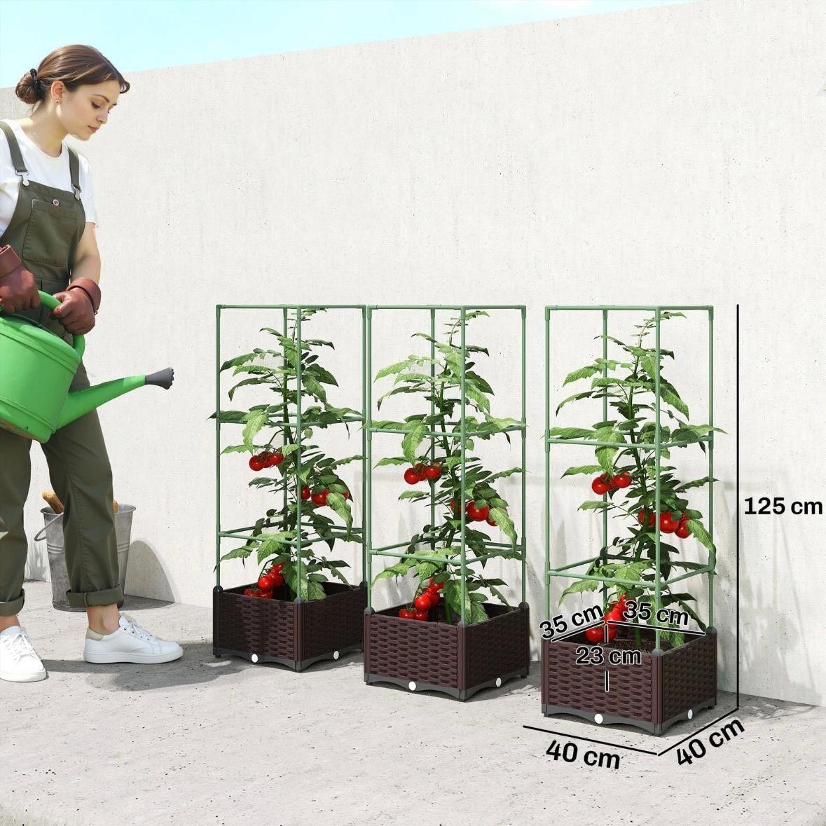 Hochbeet mit Rankgitter 3er Set Pflanzkasten Balkon Garten