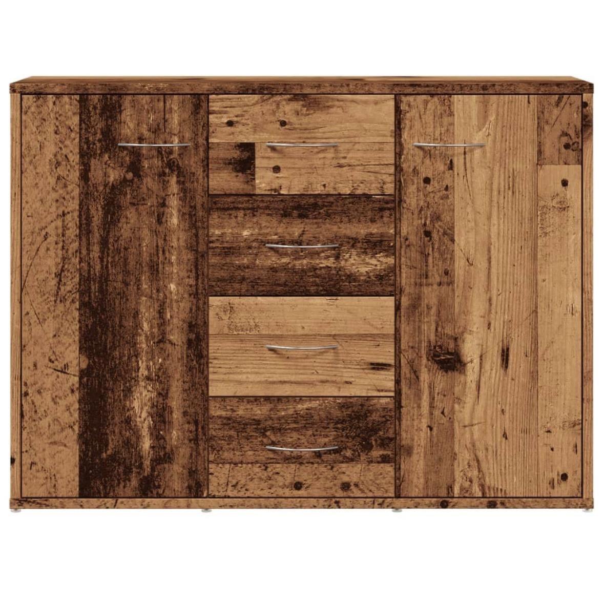 Sideboard mit 4 Schubladen & 2 Türen im Altholz-Look 88 cm