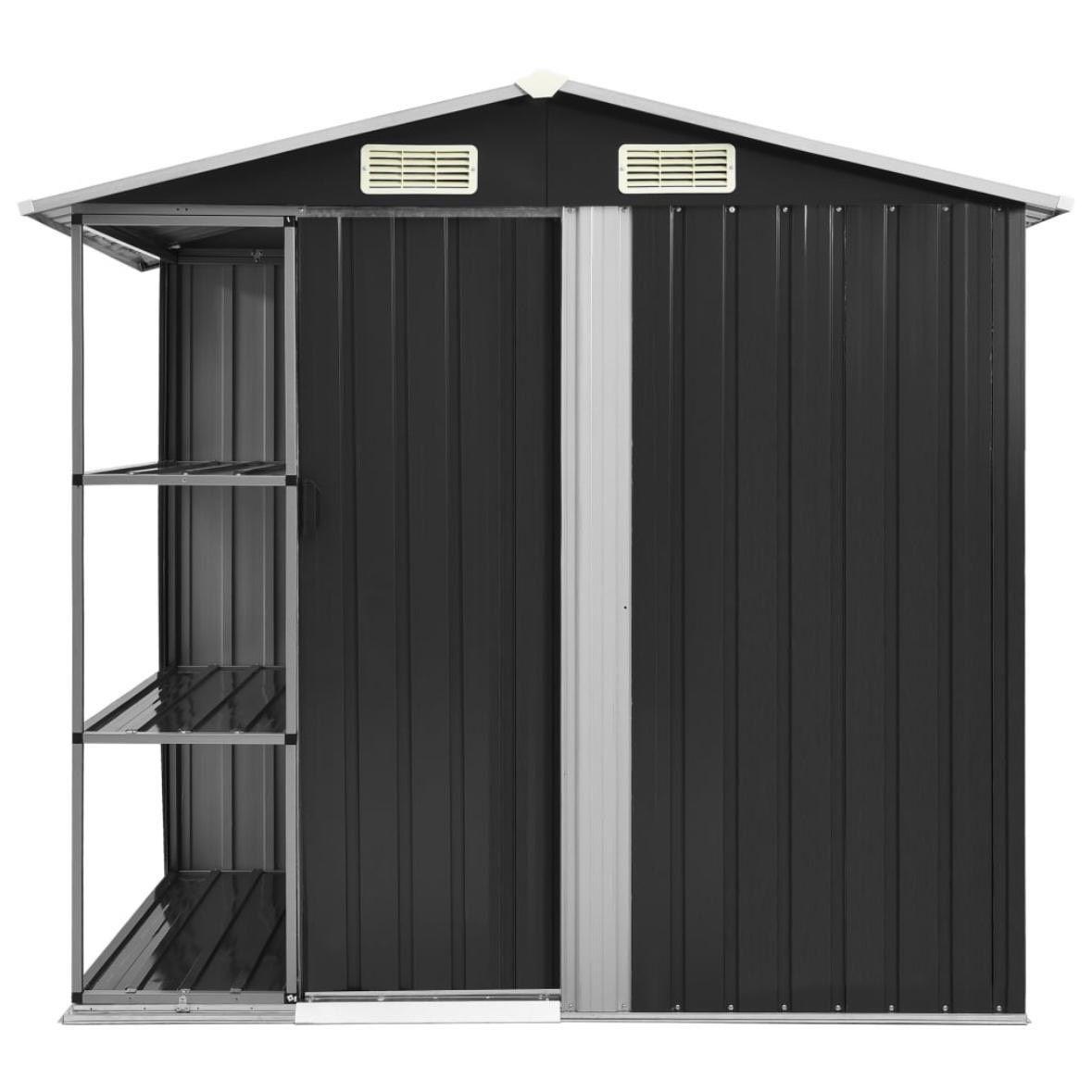 Metall-Gartenhaus mit Regal Anthrazit Geräteschuppen