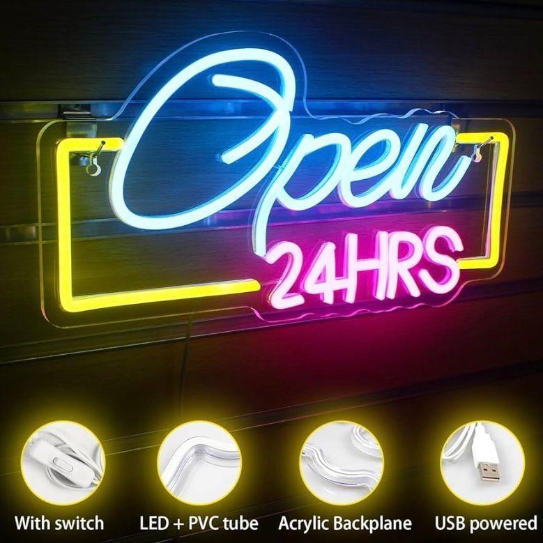 LED Neon Schild Open 24 HRS