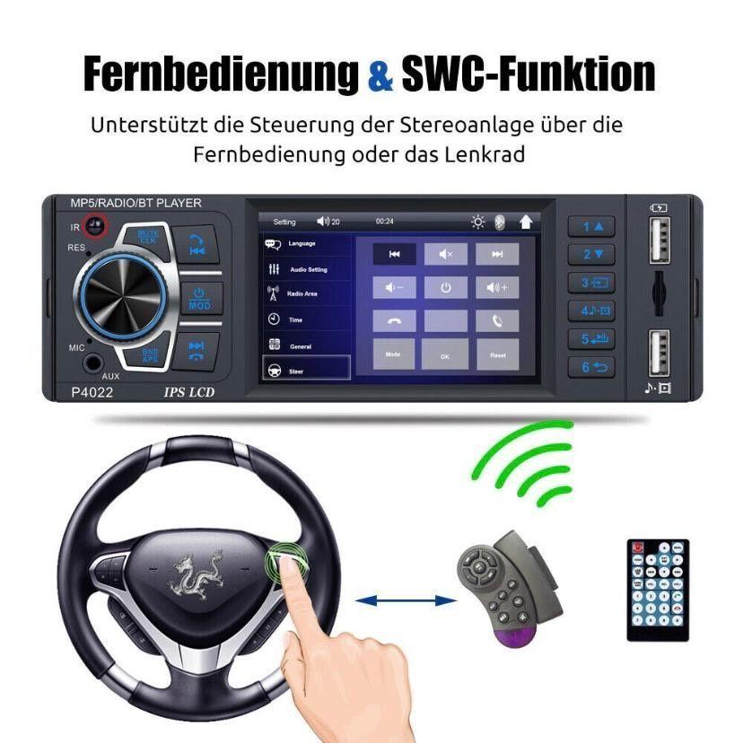 1 DIN Autoradio Bluetooth IPS Display USB AUX Freisprecheinrichtung