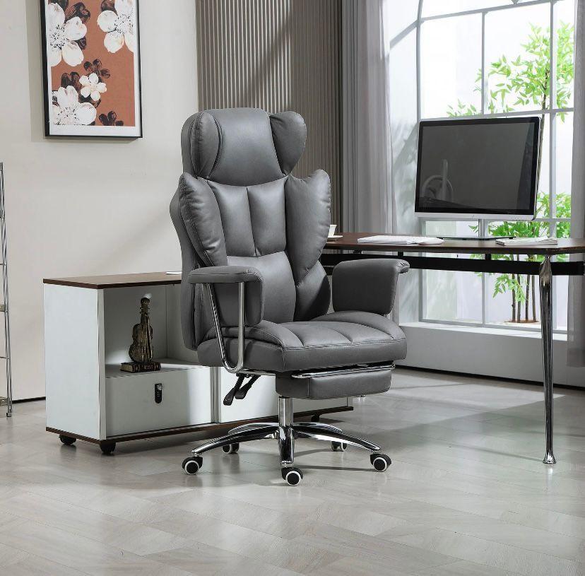 Ergonomischer Bürostuhl mit Liegefunktion Fußstütze & Mikrofaserbezug