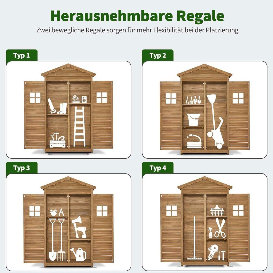 Gartenschrank Geräteschrank Holz Outdoor Geräteschuppen Garten