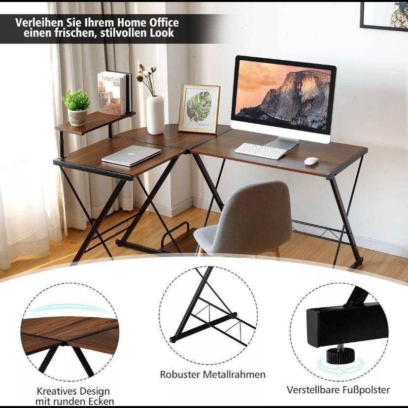 Schreibtisch L Form Eckschreibtisch Computertisch Monitorständer