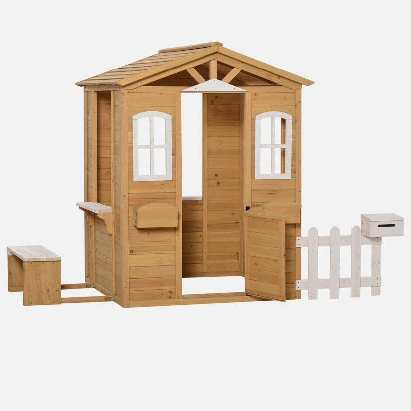 Holz Kinderspielhaus Gartenhaus mit Bank