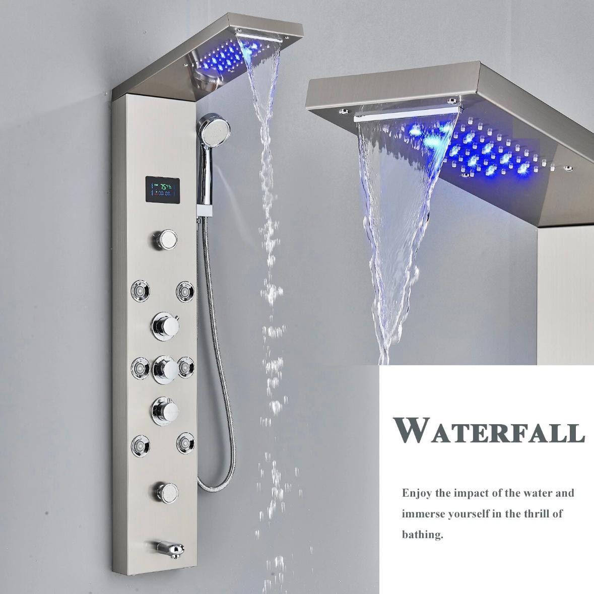 Duschpaneel Edelstahl Duschsäule mit Regendusche Wasserfall Massage Handbrause