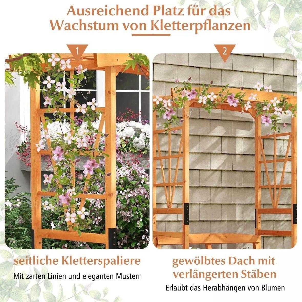 Gartenbogen mit Bank Holz Rankhilfe 189 cm