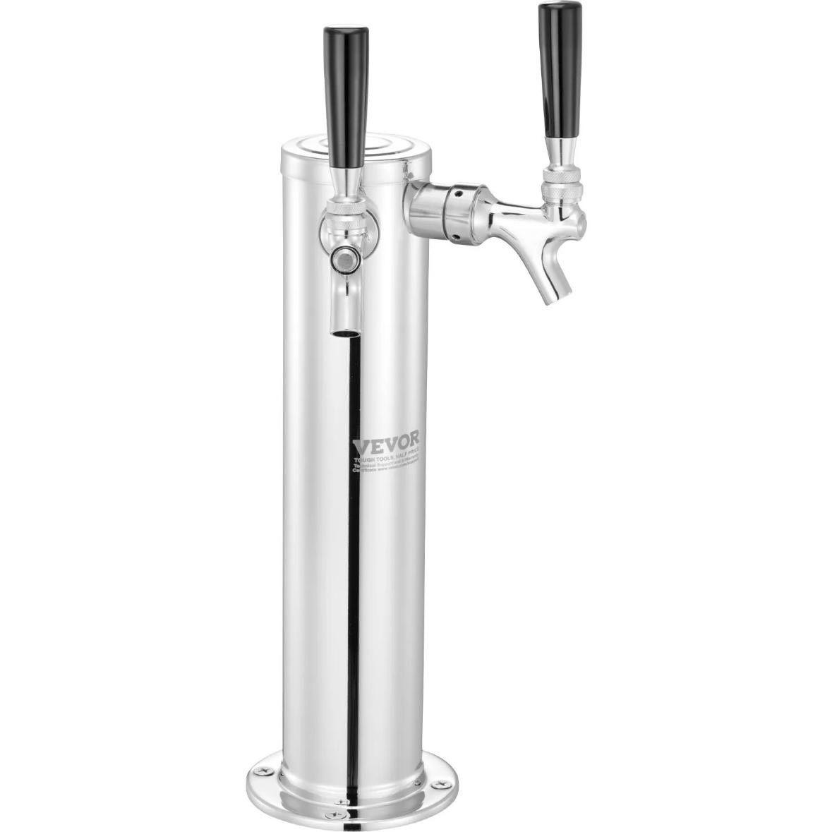 Doppelhahn Kegerator Bierturm Edelstahl mit Zubehör & Druckregler