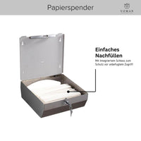 Papierhandtuchspender Edelstahl für 400Blatt abschließbar & hygienisch