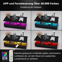 LED Couchtisch Schwarz Wohnzimmertisch mit Schubladen