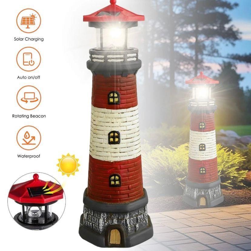 Solar Leuchtturm Garten Deko LED wetterfest