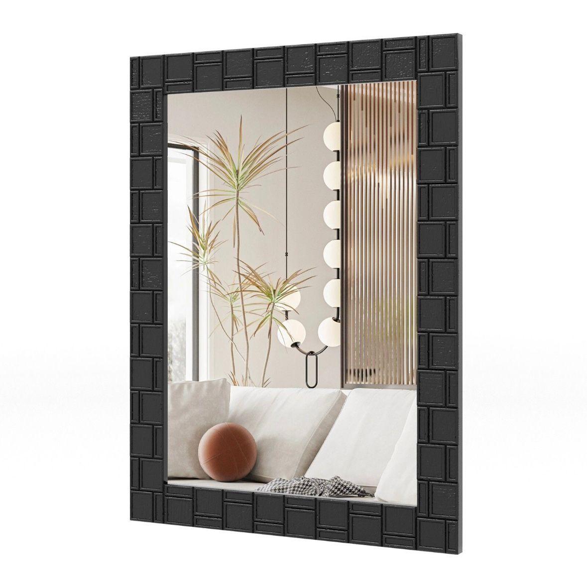 Wandspiegel Schwarz Holzrahmen Rechteck Spiegel 80x60 Modern
