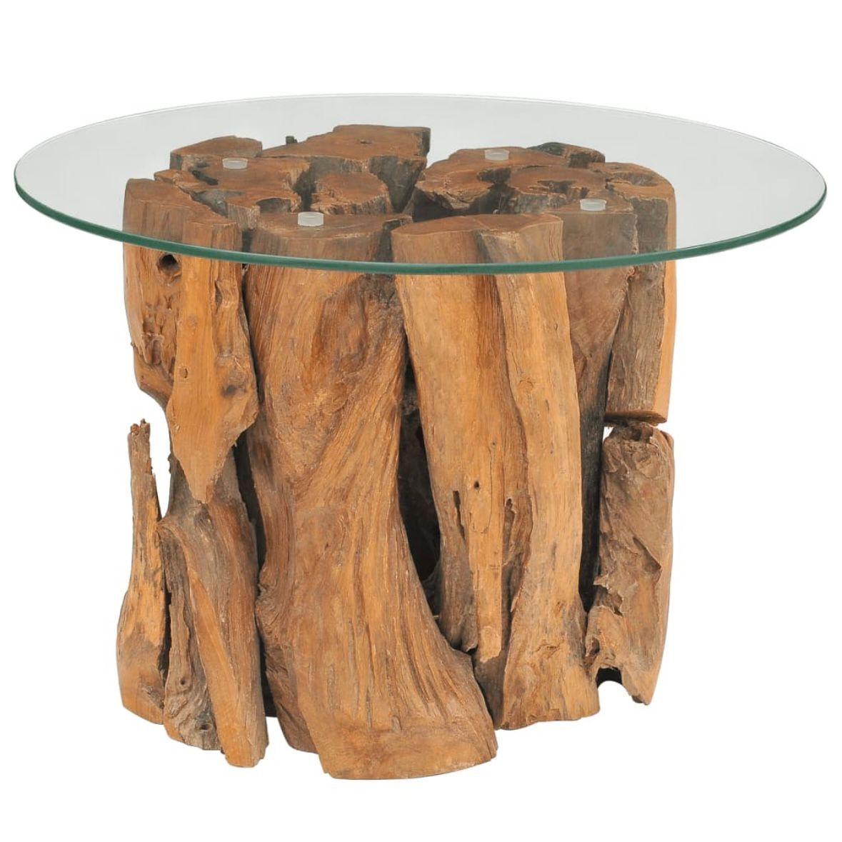 Couchtisch Teak Treibholz mit Glasplatte