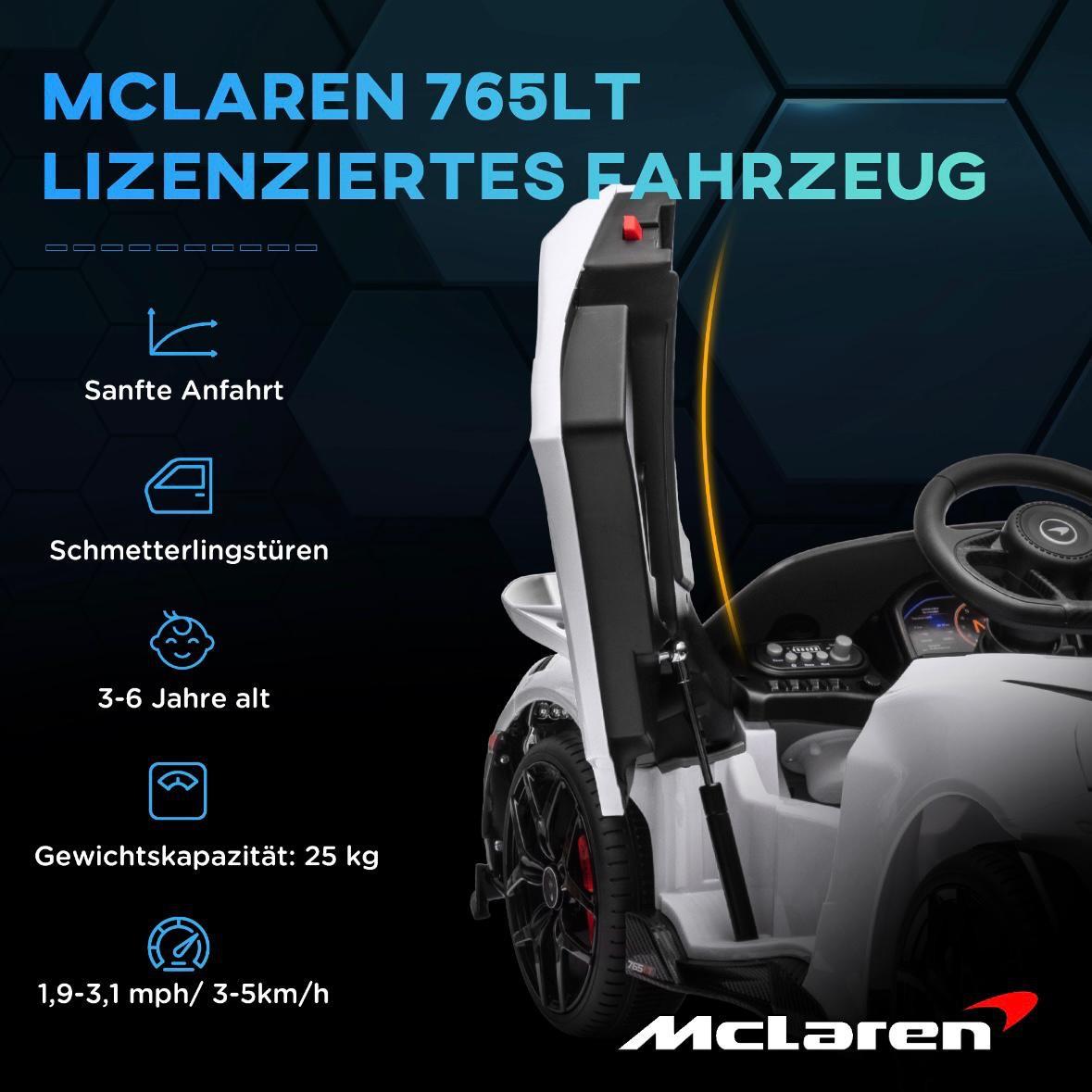 McLaren 765LT Kinder Elektroauto 12V mit Fernbedienung