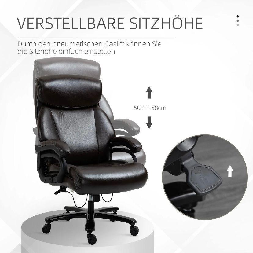 Ergonomischer Bürostuhl Braun mit Wippfunktion & PU-Leder