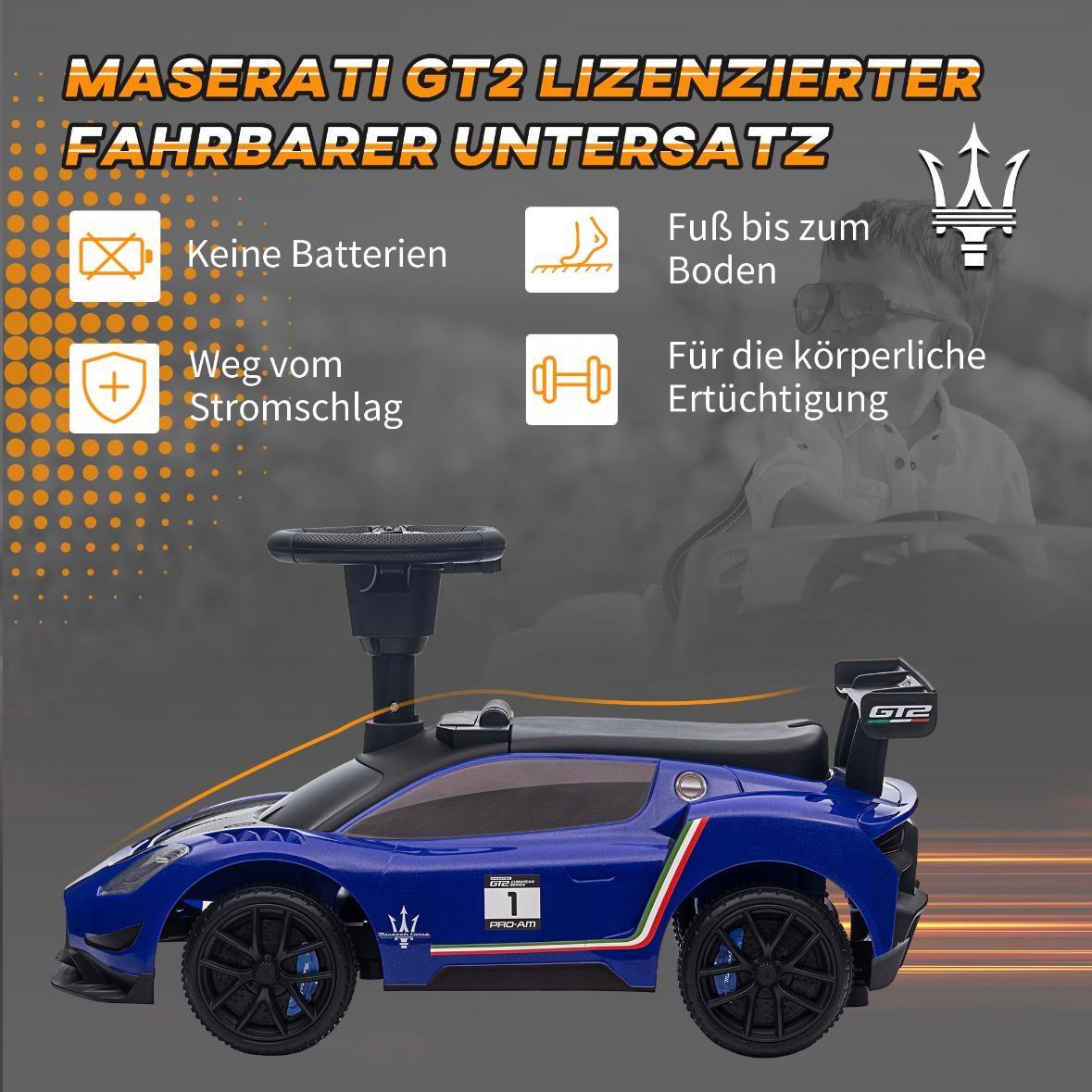 Maserati GT2 Kinder Rutschauto mit Musik & Stauraum