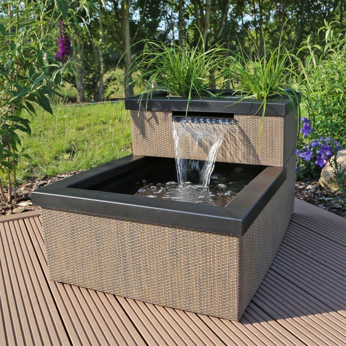Terrassenteich Miniteich Wasserfall LED Garten Balkon Set